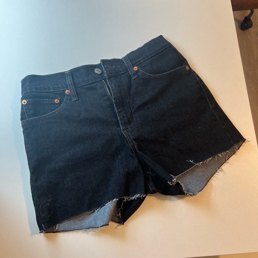 Black denim shorts